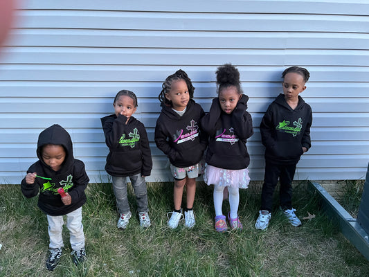 Pink on black little kids hoodie
