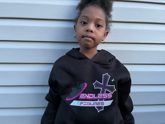 Pink on black little kids hoodie